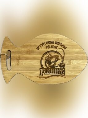 Fishing Bamboo Serving Board - Natural Wood